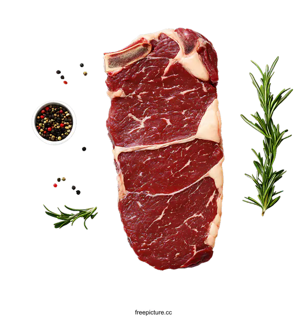 [Transparent Background PNG]Raw Steak with Herbs and Spices