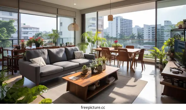 A bright and airy living room with a large balcony