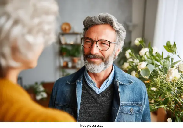 Two Adults in Conversation in a Cozy Space