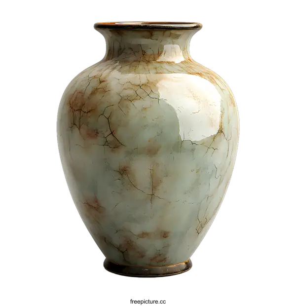 [Transparent Background PNG]Antique Cracked Ceramic Vase on White Background