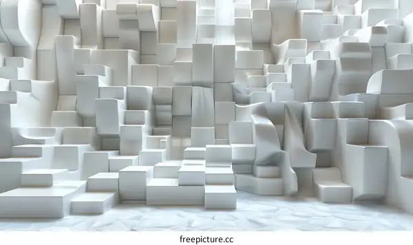 Dimensional geometric shapes on white background