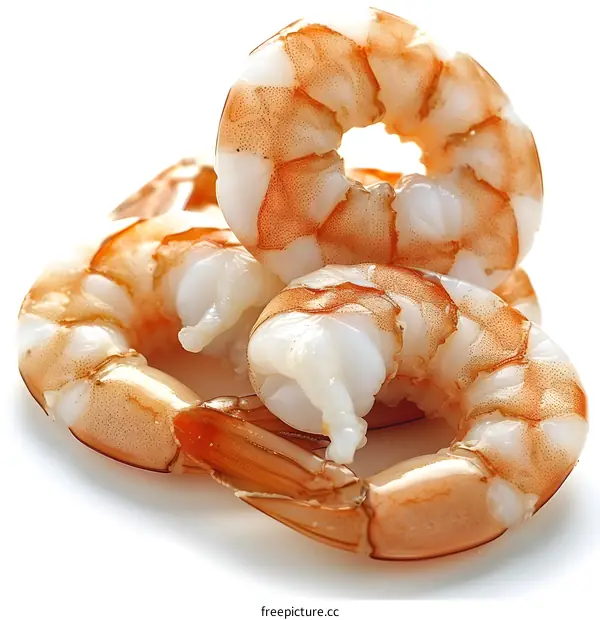 three cooked shrimps