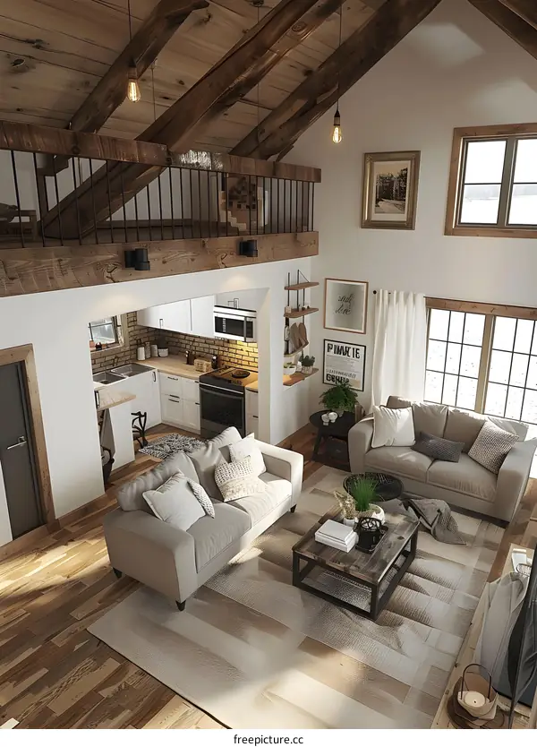 A cozy living room with a fireplace and a view of the lake
