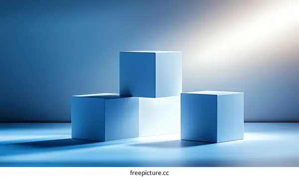 Modern Abstract Light Blue Cubes Display