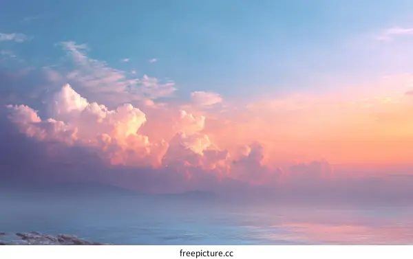 Pastel Sky Cloudscape Sunset Over Ocean