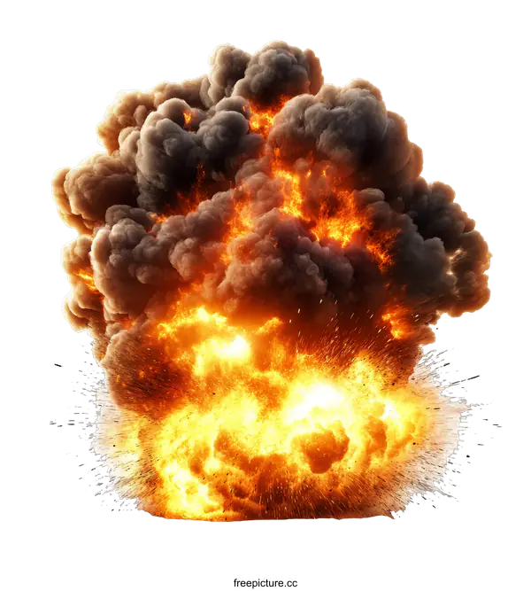 [Transparent Background PNG]Explosive Explosion with Smoke and Fire