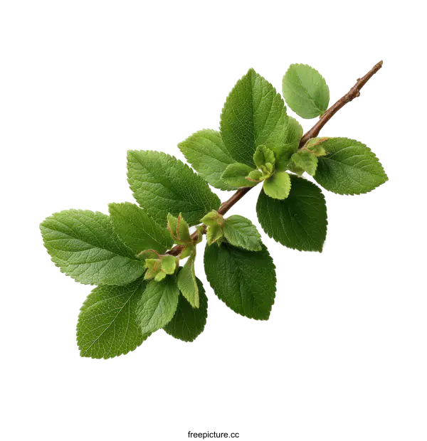 [Transparent Background PNG]Fresh Green Leaf Branch Isolated on White Background