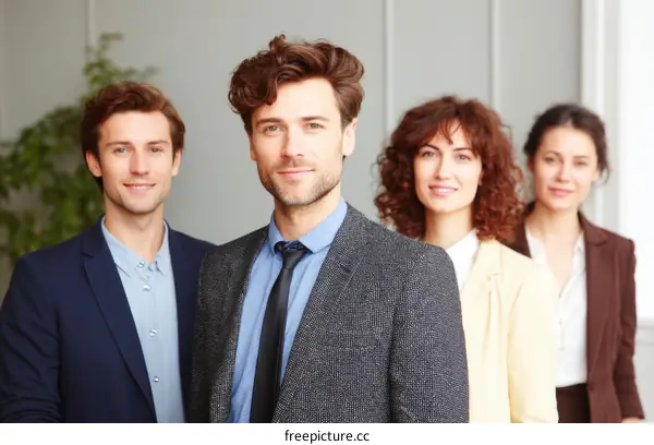 Business Team Standing in a Row