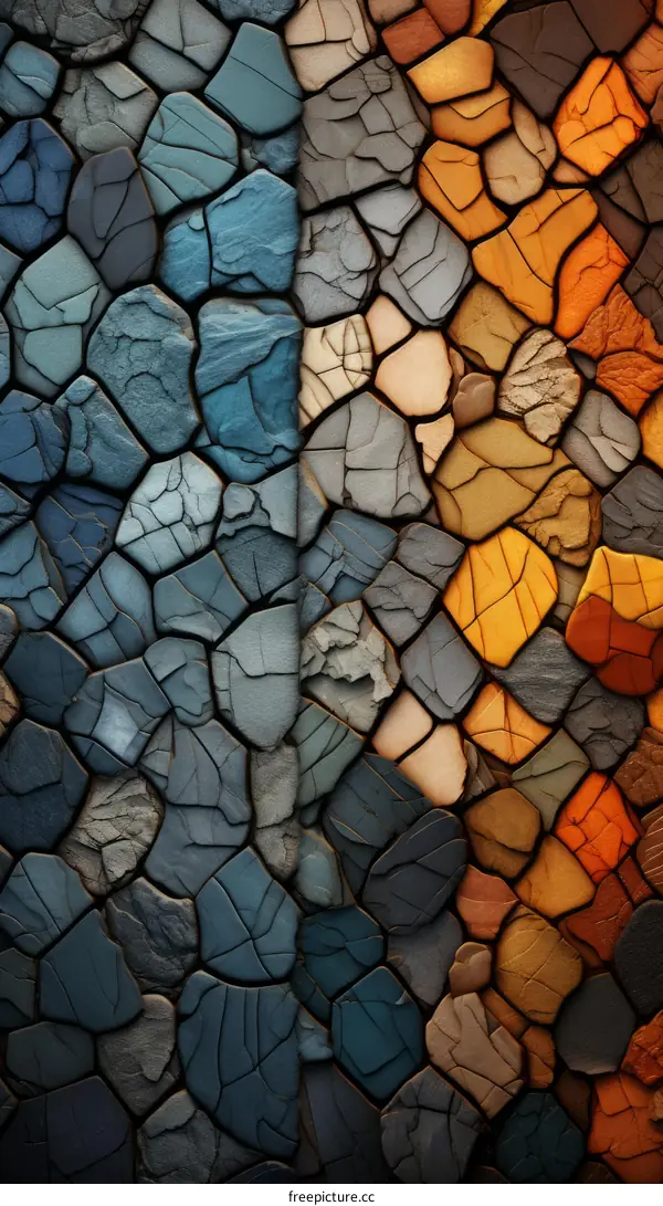 Colorful cracked mosaic wall texture background