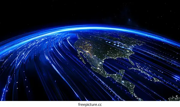Global Communication Network Map Illustration