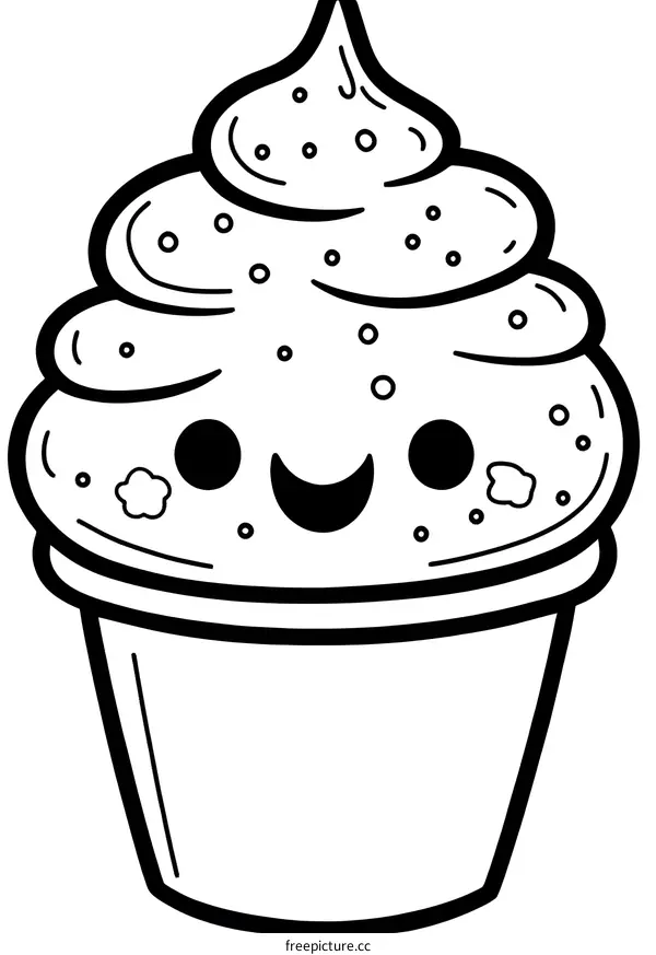 Cute Cartoon Cupcake Illustration