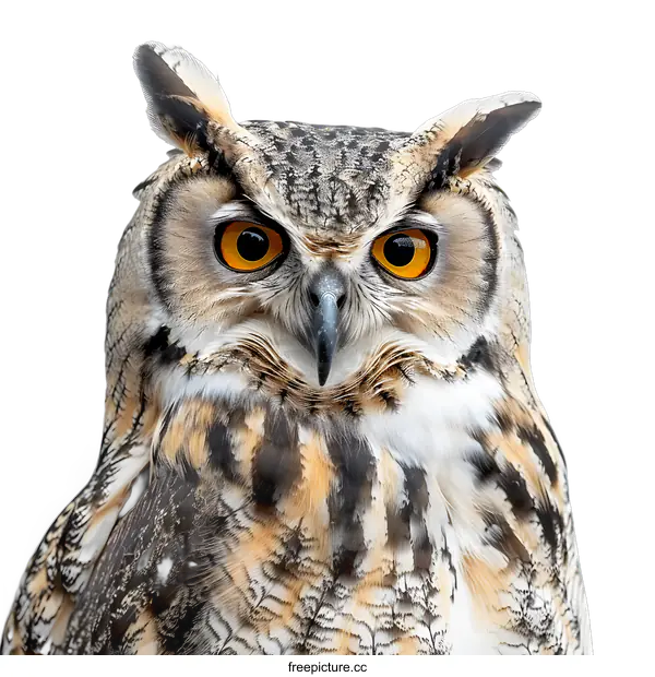 [Transparent Background PNG]Close-up of an eagle owl