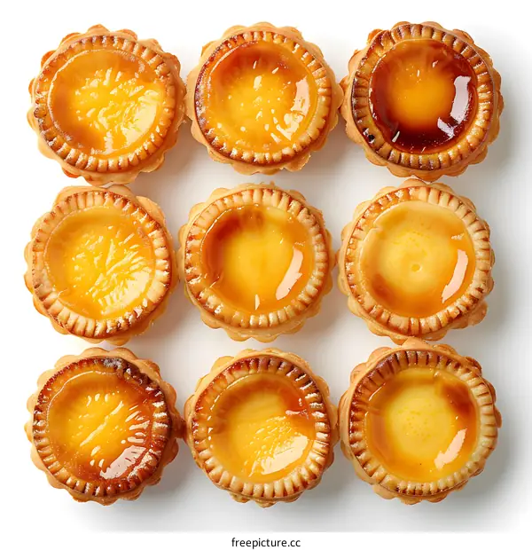 Top view of custard tarts