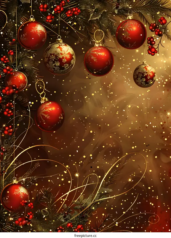 Christmas balls and fir branches with Christmas decorations