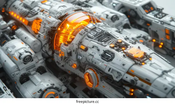 Futuristic spaceship engine glowing with power