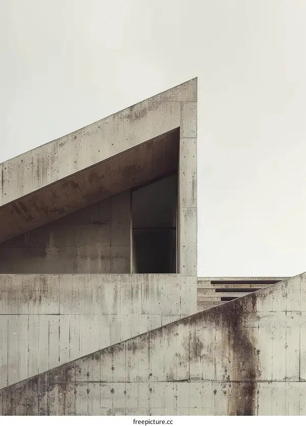 Concrete Brutalist Building Exterior