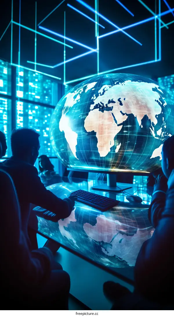 Group of people looking at a globe