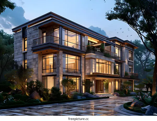 3D rendering of a modern house