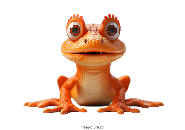 [Transparent Background PNG]Cute orange lizard