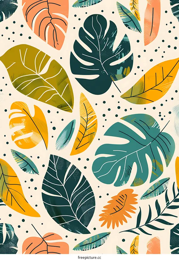 Tropical Leaves Pattern Seamless Background