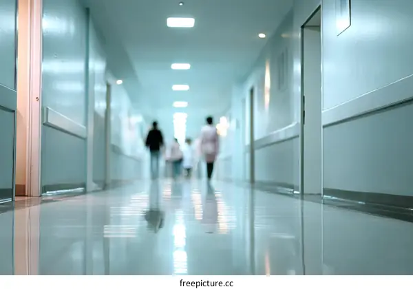 Hospital Corridor with Blurred Figures