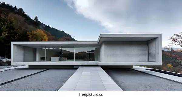 Modern Concrete House in a Forest Setting