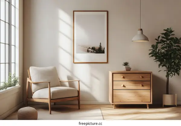 Modern Minimalist Living Room with Natural Wood Furniture