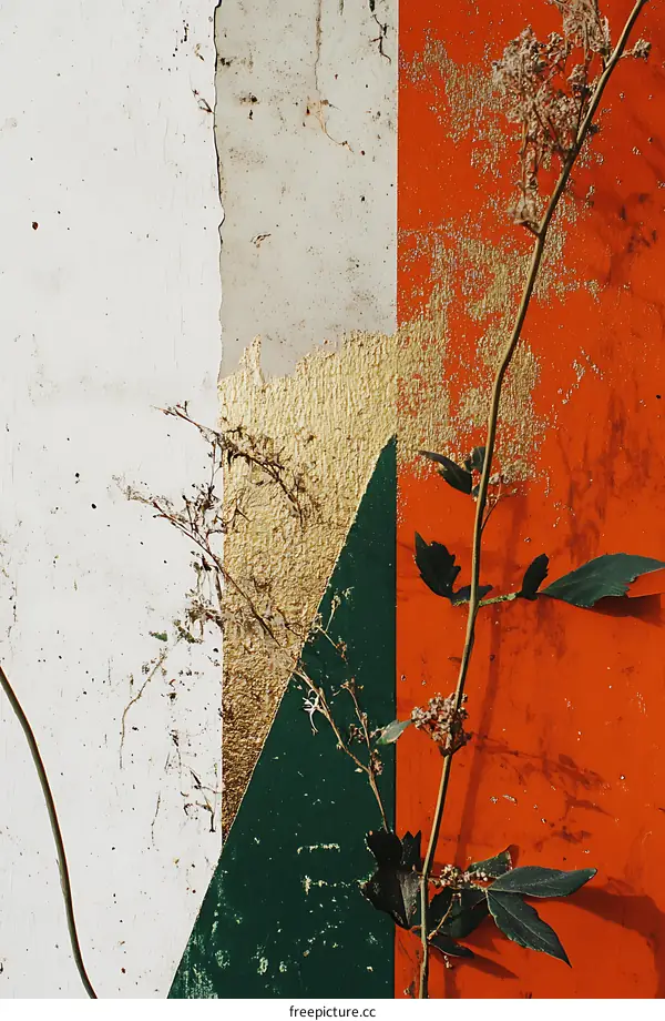 Abstract Art With Green, White, Gold, And Orange Colors