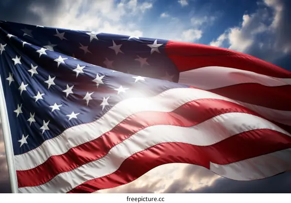 American flag waving in the wind