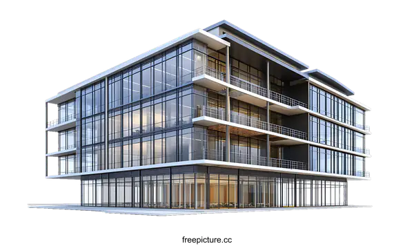 [Transparent Background PNG]Modern Commercial Building Exterior Design