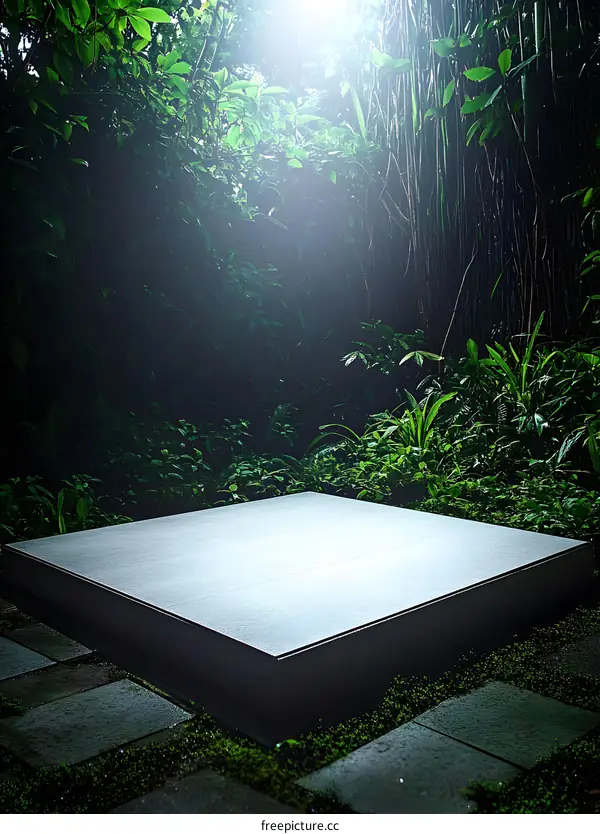 Empty Square Platform in Green Lush Jungle