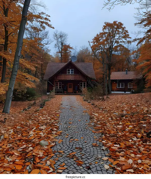 A wooden house in the woods
