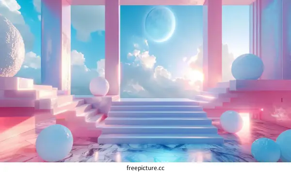 Pastel Dreamy Architecture Illustration