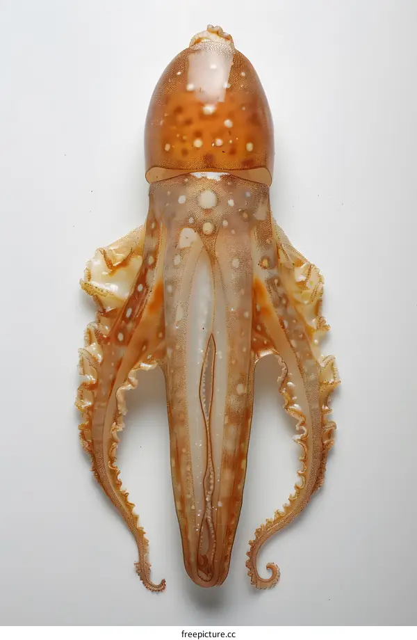 A close-up of a squid
