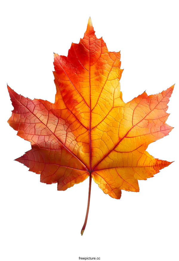 [Transparent Background PNG]Close Up of a Red and Orange Maple Leaf