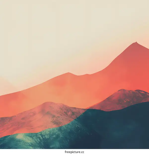 Minimalist Mountain Landscape With Gradient Colors