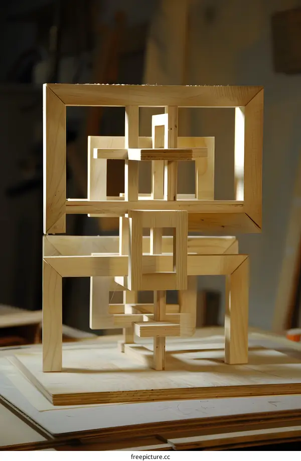 Wooden Geometric Structure Model