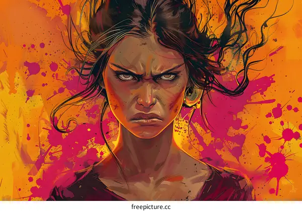 portrait of a woman with an angry expression on her face