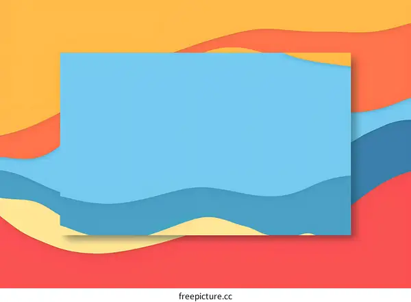 Abstract Background with Wavy Shapes and  Blue, Orange, Red and Yellow Colors