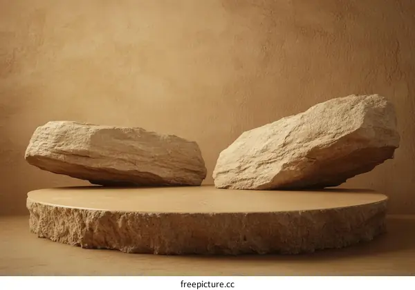 Beige Stone Product Display Platform