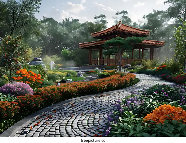 Chinese style gazebo in the garden