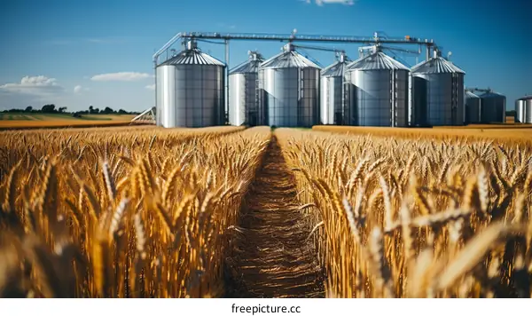 Industrial Grain Silos in the U.S. Midwest