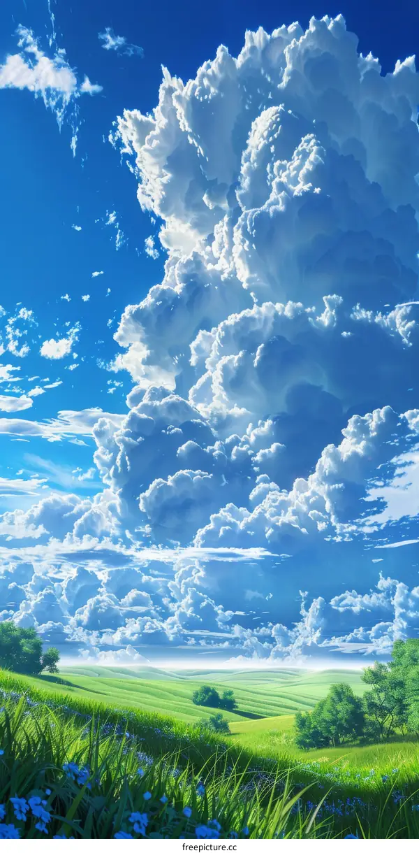 Stunning Sky and Lush Landscape Illustration