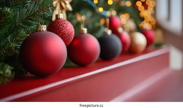 Christmas Ornaments on Red Piano