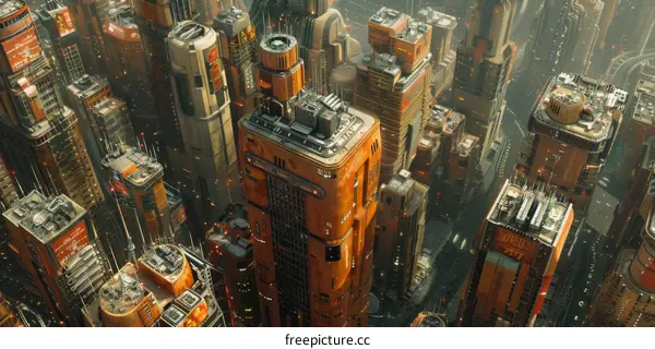 Aerial View of Futuristic Cityscape