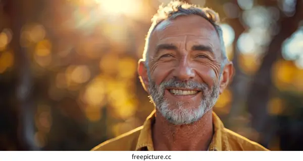 Smiling Caucasian Man In A Yellow Shirt