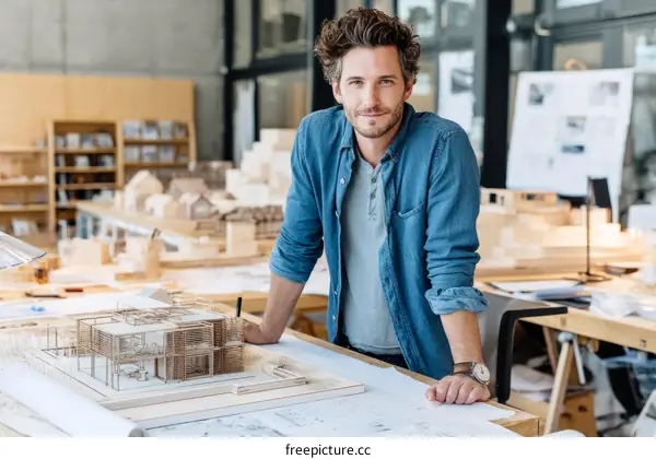 Architect Working on Architectural Model