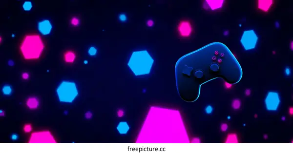 3D Game Controller in Neon Colors