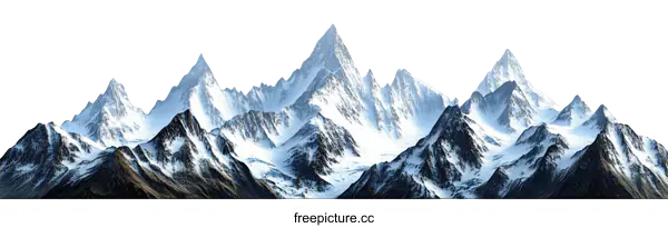 [Transparent Background PNG]Majestic Snow-capped Mountain Range