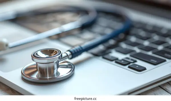 Stethoscope on Laptop Keyboard